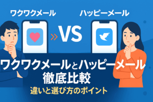 ワクワクメールとハッピーメールを徹底比較する記事のアイキャッチ画像。違いと選び方のポイントを表現