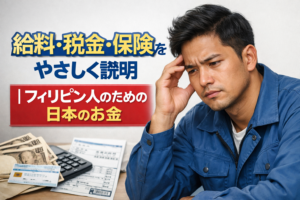 給料・税金・保険について悩む日本在住フィリピン人向けに日本のお金をやさしく解説するアイキャッチ画像