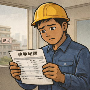 日本で給料明細を見るフィリピン人労働者