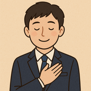 日本人のていねいな性格をイメージした男性のイラスト