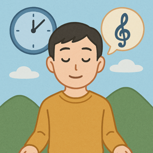 静かな時間を大切にする日本人を表現した、目を閉じてリラックスする人物のイラスト