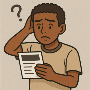 求人チラシを見て困る外国人のイラスト