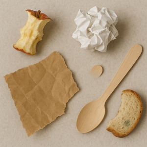 食べ物や紙など、燃えるゴミの例をまとめたイラスト