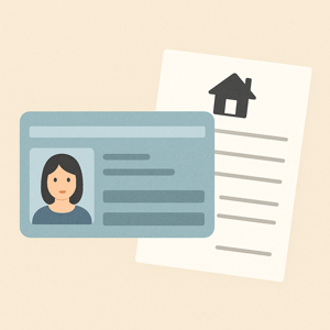 在留カードと住所変更の書類が並んでいるシンプルなイラスト